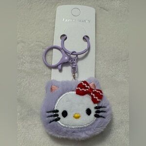 Lavender Hello Kitty Plush Head Purse Charm/Keyring